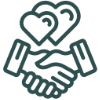 Handshake with hearts icon