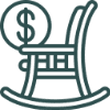 Rocking chair with dollar symbol